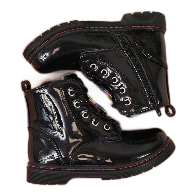 Black boots girls insulated Jr EVE318A white