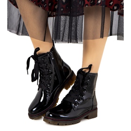 Evento Delphine black patent leather boots