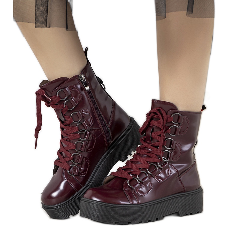 Maroon boots on a high Orane sole red