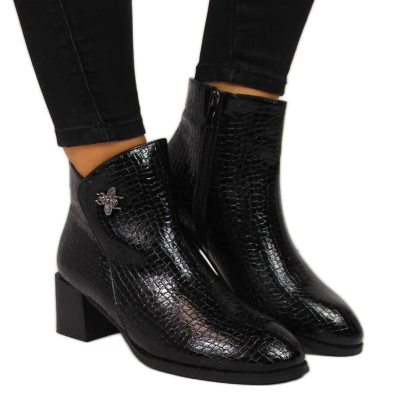 Black Boots with a fly snakeskin Filippo W PAW287