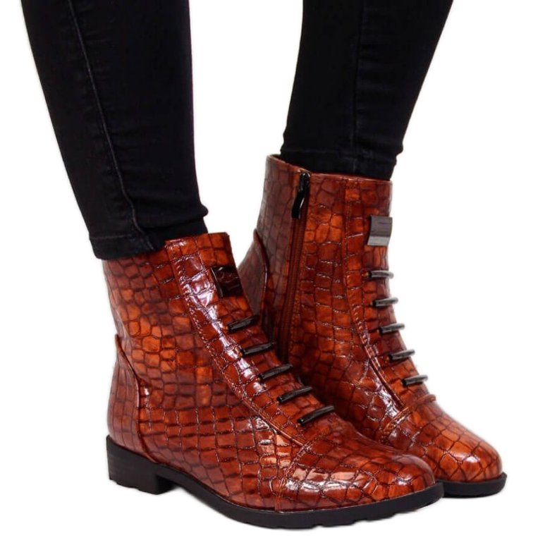 Boots with a decoration of snakeskin Filippo W PAW288B brown