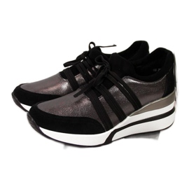 Leather shoes on a wedge T.Sokolski W SCA139 silver black