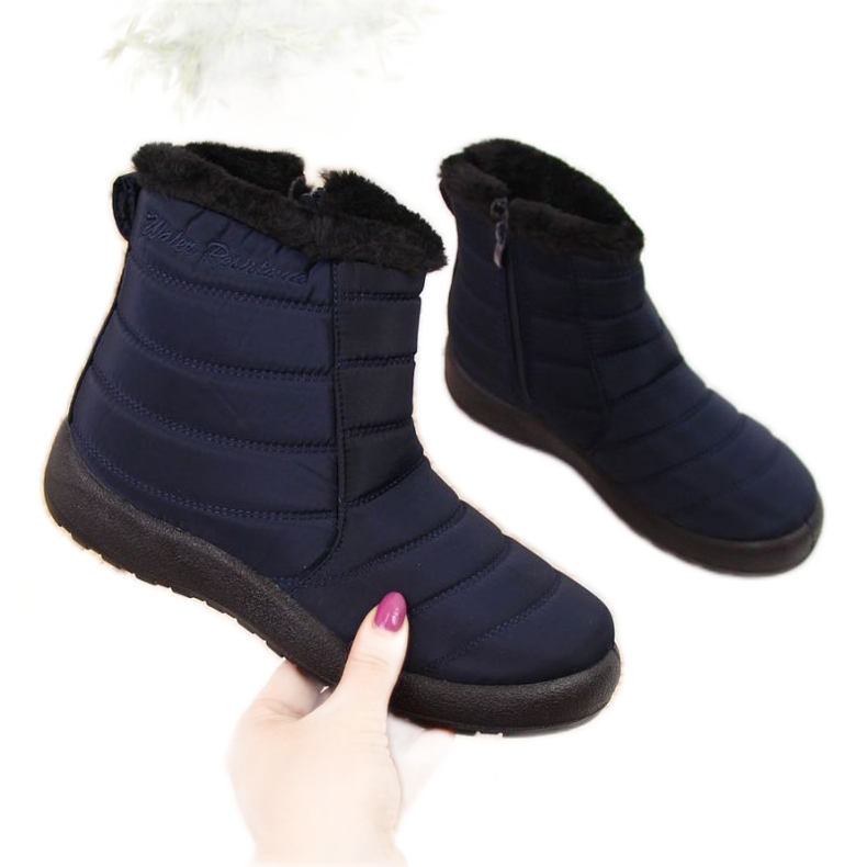 Waterproof snow boots with zipper News W EVE181B navy blue