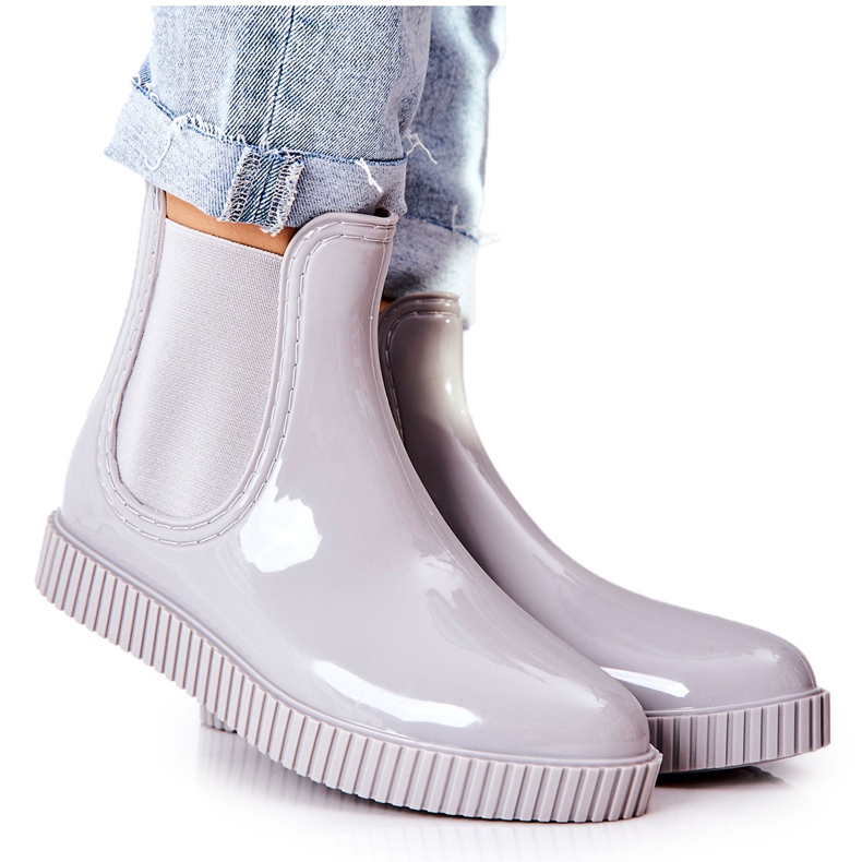 PS1 Shiny Rain Boots On The Gray Waterfall Platform grey
