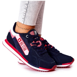 Leather sports shoes Big Star II274270 Navy blue white red