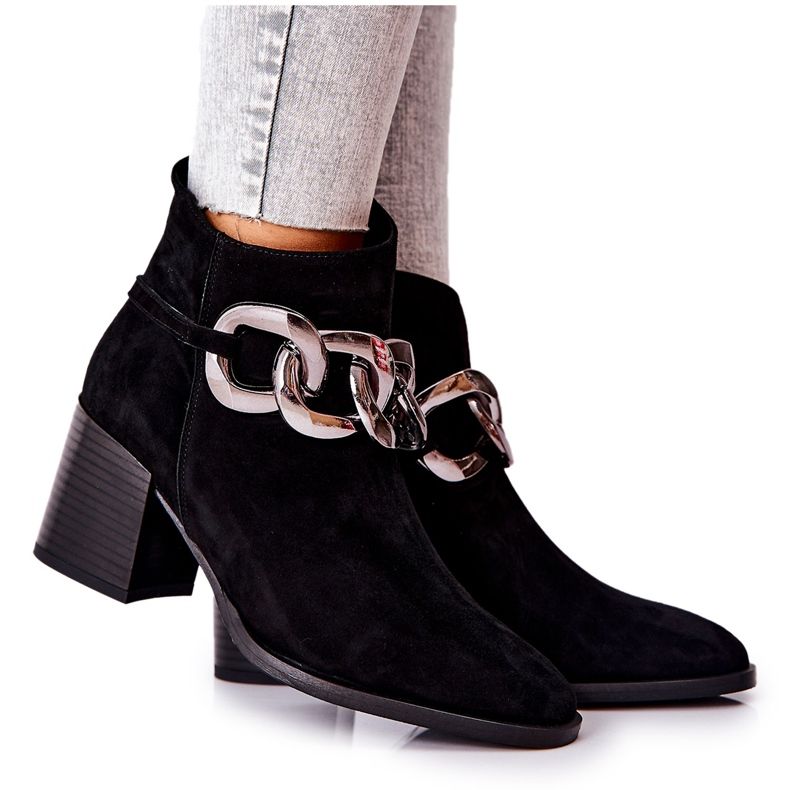 Leather boots with chain Laura Messi Black 2345 Leather boots with chain Laura Messi Black 2345