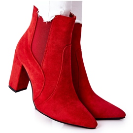 PG1 Women's Suede Boots On A Heel Red Kastren PG1 Women's Suede Boots On A Heel Red Kastren
