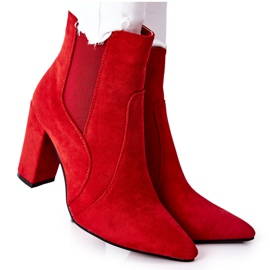 PG1 Women's Suede Boots On A Heel Red Kastren