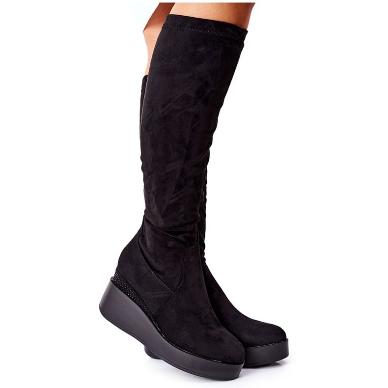 S.Barski Suede Wedge Boots S. Barski Black Celina S.Barski Suede Wedge Boots S. Barski Black Celina