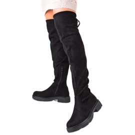 Seastar High Suede Thigh High Boots black