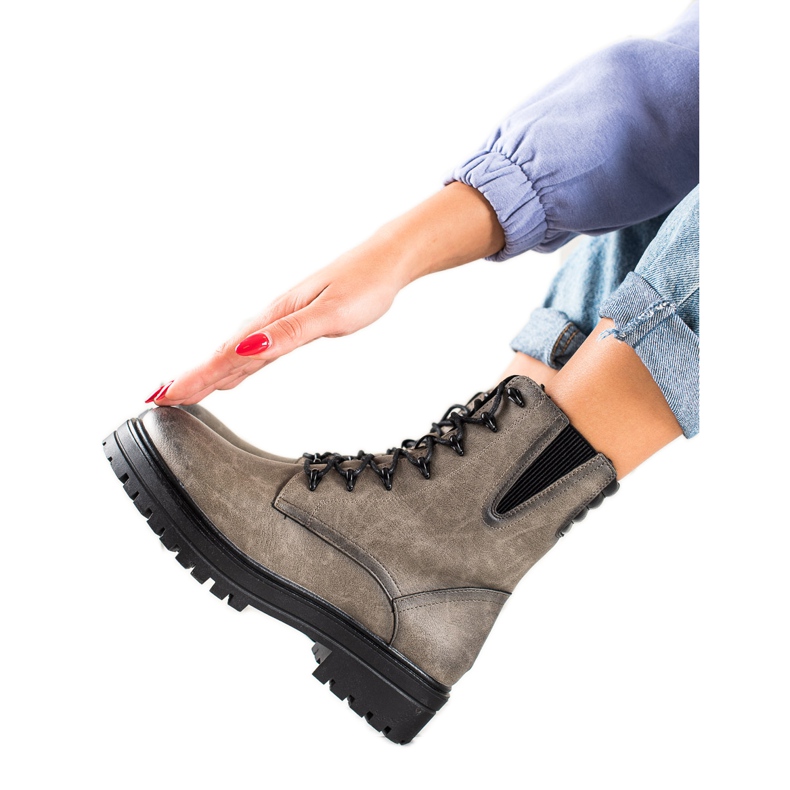 Sergio Leone Lace-up Workers Boots With Pattern grey