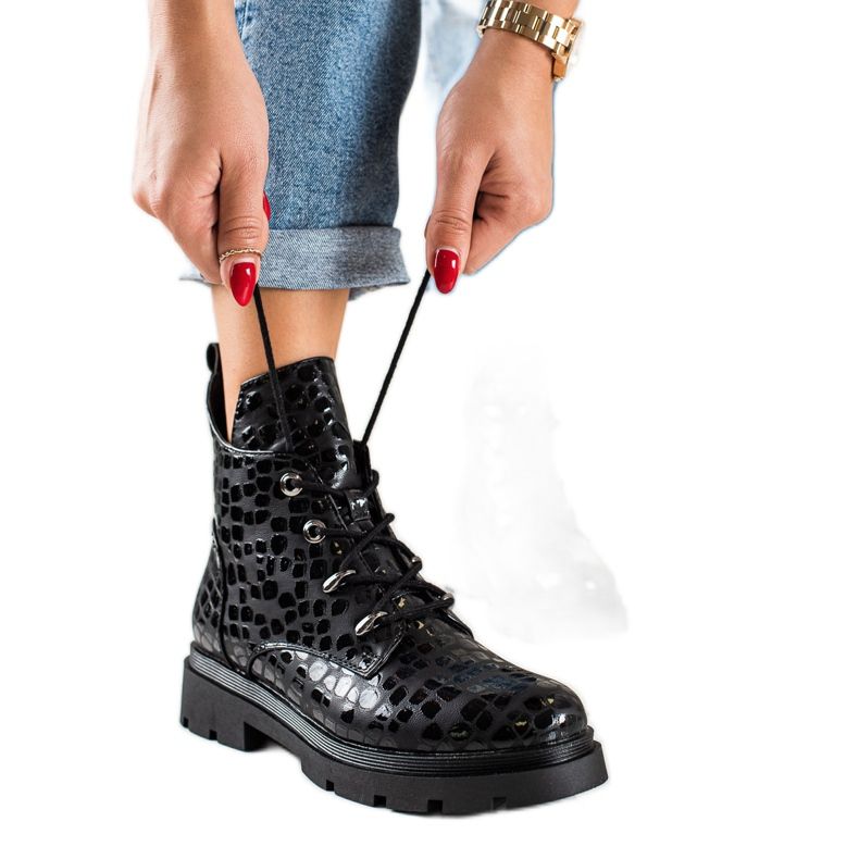 Filippo Lace-up boots with a pattern black