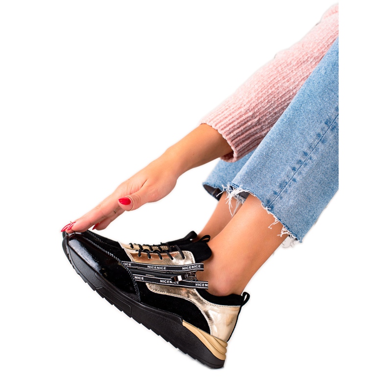 W. Potocki Black and gold sneakers made of Potocki leather golden W. Potocki Black and gold sneakers made of Potocki leather golden