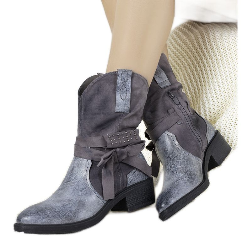 Gray Honore cowboy boots grey