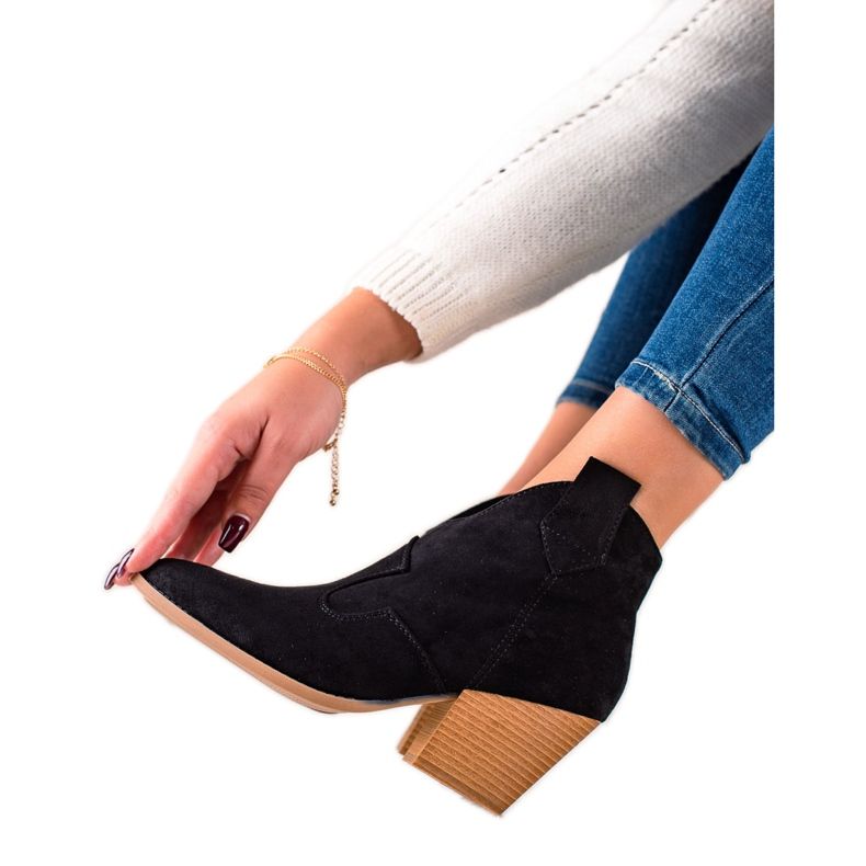 Lucky Shoes Black Suede Cowboy Boots