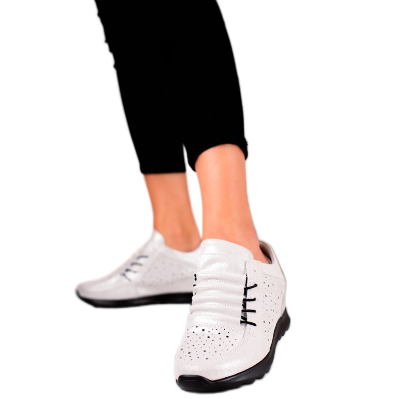 Leather wedge shoes VINCEZA white