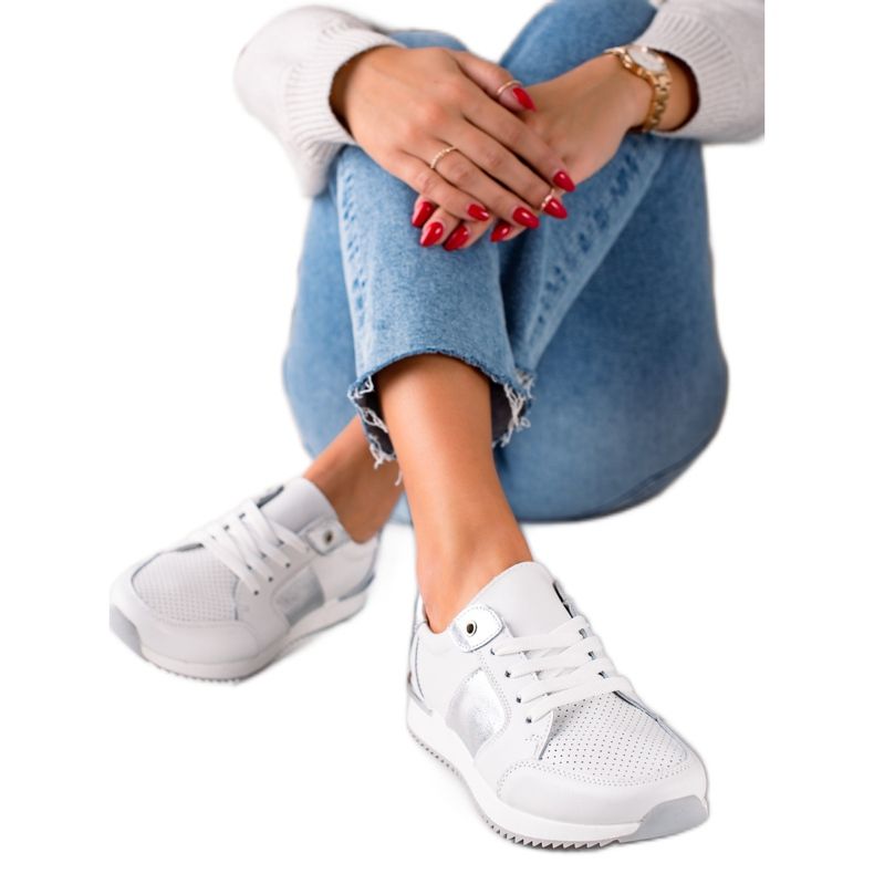 White Leather Sneakers VINCEZA
