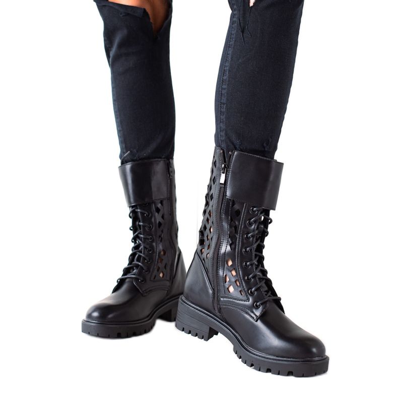 Sweet Shoes Fashionable Openwork Workers black