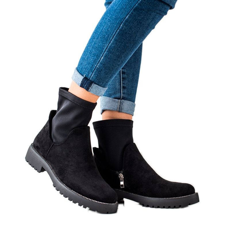 Bella Star Slip-on Suede Booties black