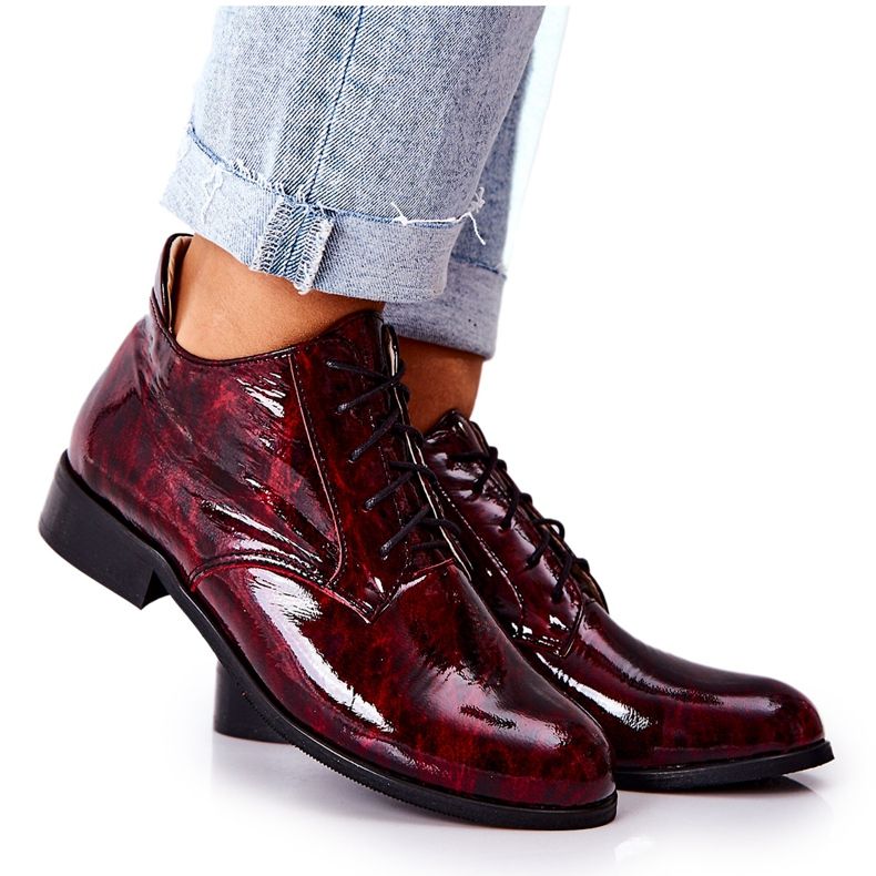PA2 Leather High Shoes, Burgundy-Black Maniz claret