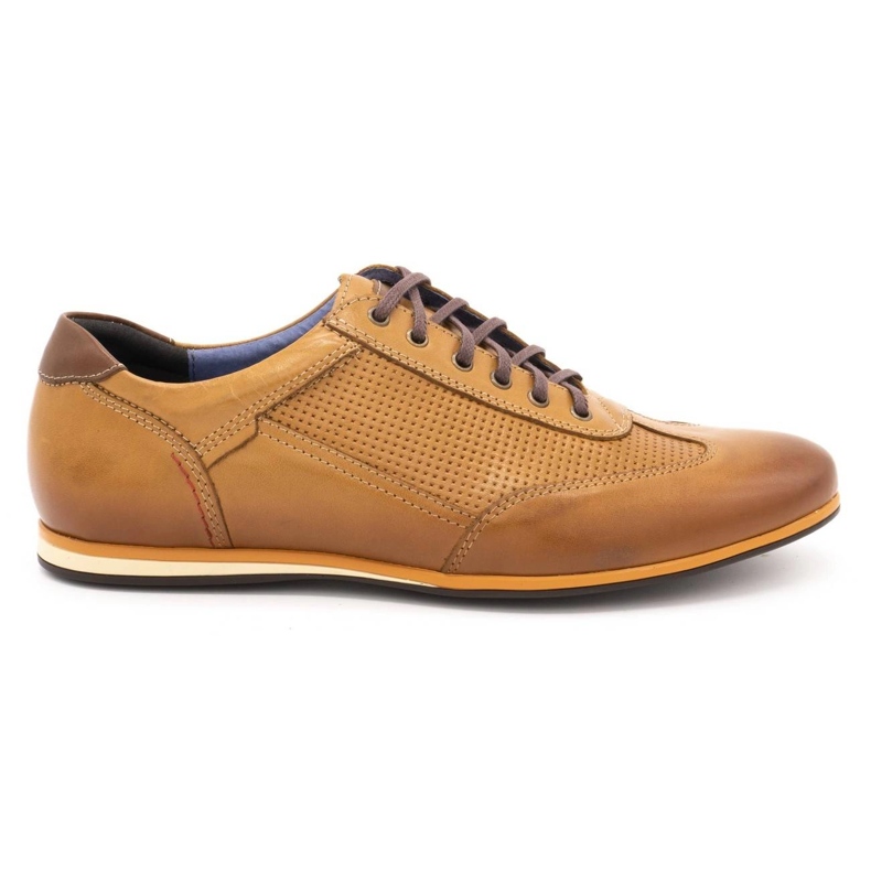 Kampol Men's leather casual shoes 64 / SŁ red orange