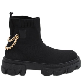 Black Sock boots with chain JX81P Black