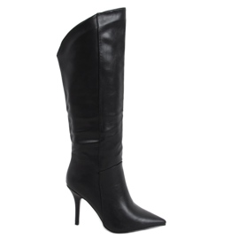 Black boots on a stiletto heel, black RB57P Black Black boots on a stiletto heel, black RB57P Black