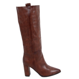 Boots on stable heel camel RB49P Camel brown