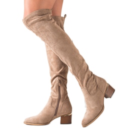 Evento Over-the-knee boots on the post beige Evento Over-the-knee boots on the post beige