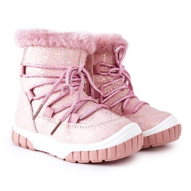 PE1 Warm Snow Boots With Fur Pink Stars