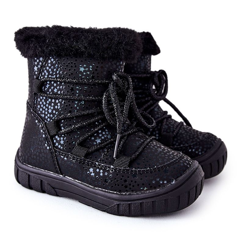 PE1 Black Warm Snow Boots With Fur