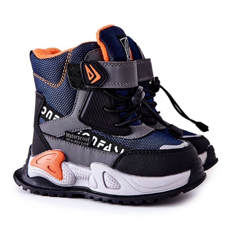 PJ2 Warm Boots With Velcro Navy Blue-Gray Darel black orange