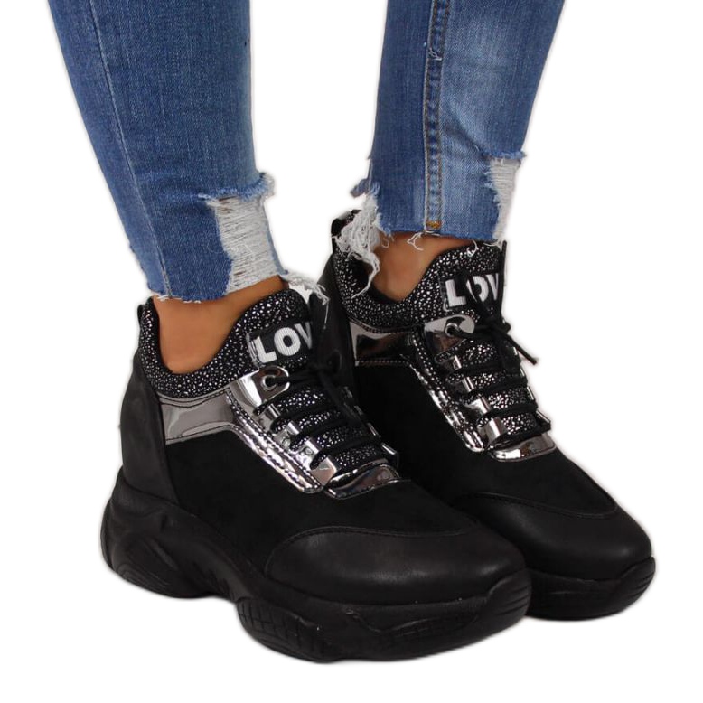 BM Sneakers on a hidden wedge Navy Dot W WOL9 black