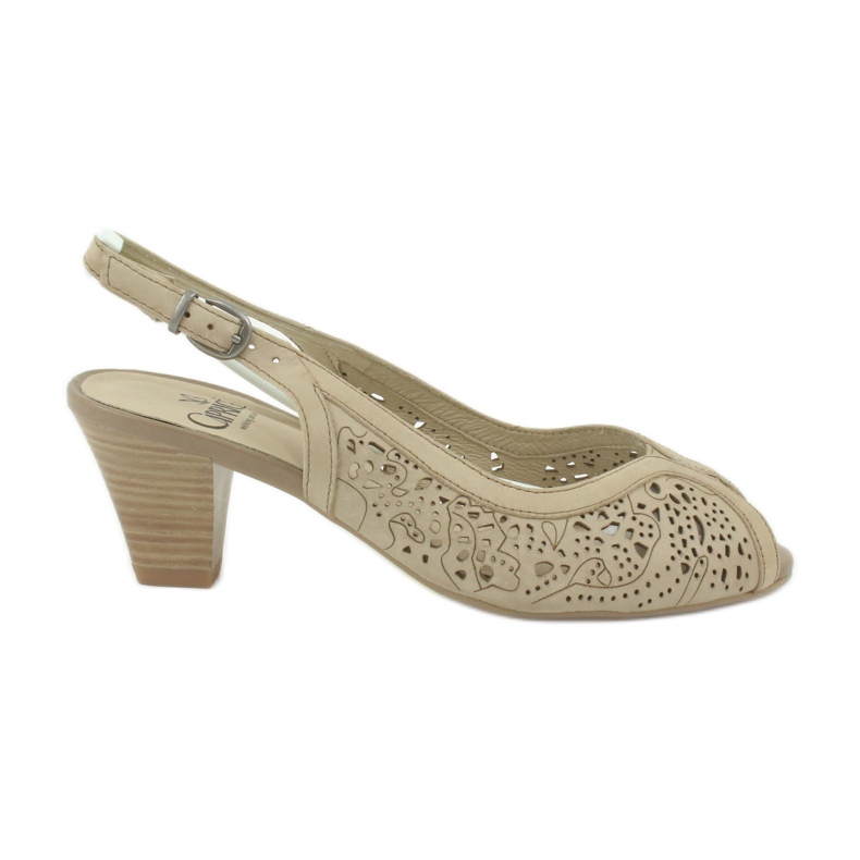 Caprice Openwork Leather Sandals 29606 beige