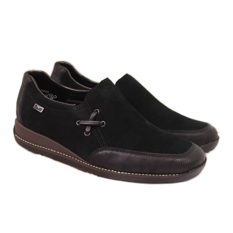 Leather shoes with a wedge, black W Rieker 44259