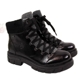 Black insulated lacquered boots W Rieker Z9132 blue