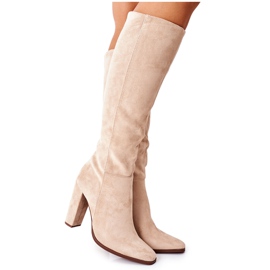PS1 Women's Warm Boots On Heel Beige Finner