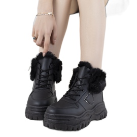 Black sneakers with fur from Doreen