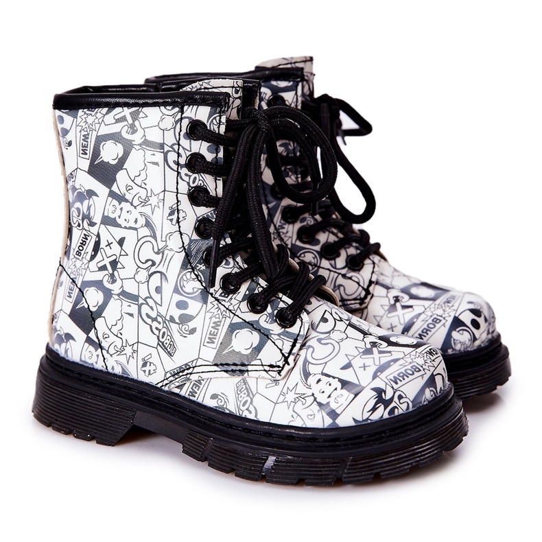 FR1 Children's Black and White Dexie Warm Boots With A Zipper FR1 Children's Black and White Dexie Warm Boots With A Zipper