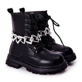 FR1 Children's Black Boots With Chain FR1 Children's Black Boots With Chain