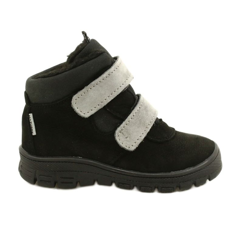 Black Waterproof Boots with Velcro Mazurek 1360 grey