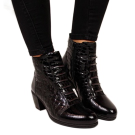 Leather boots on a block Rieker W Y2162-01 black