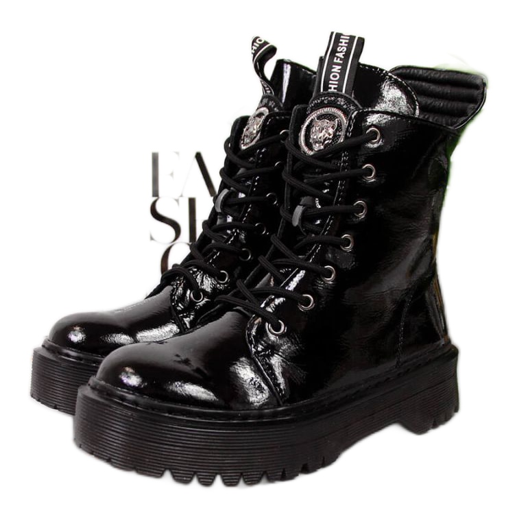 Black lacquered leather boots Filippo W PAW297