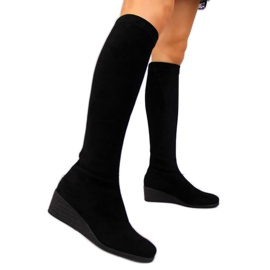 Black Suede boots on the wedge Filippo W PAW299 Black Suede boots on the wedge Filippo W PAW299