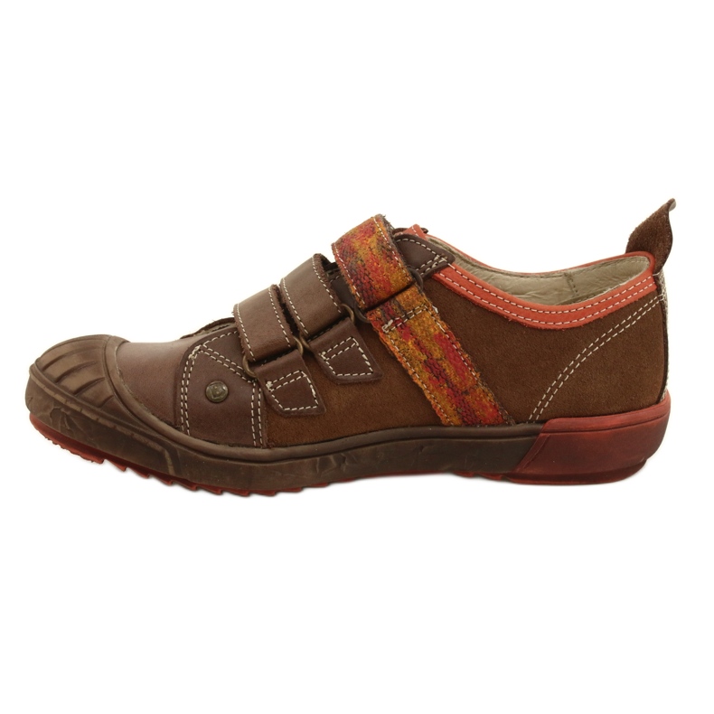 Leather shoes with Velcro Bartek 28764-70Q brown orange