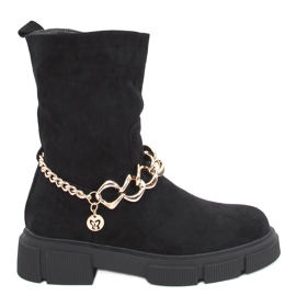 Flat ankle boots with Solve Black chain Flat ankle boots with Solve Black chain