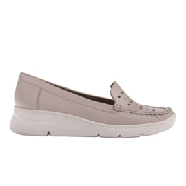 Radoskór Comfortable leather loafers with perforation beige