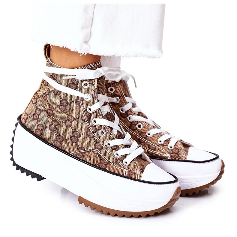 FJ1 Logged Sneakers On The Electric Love Brown Platform white