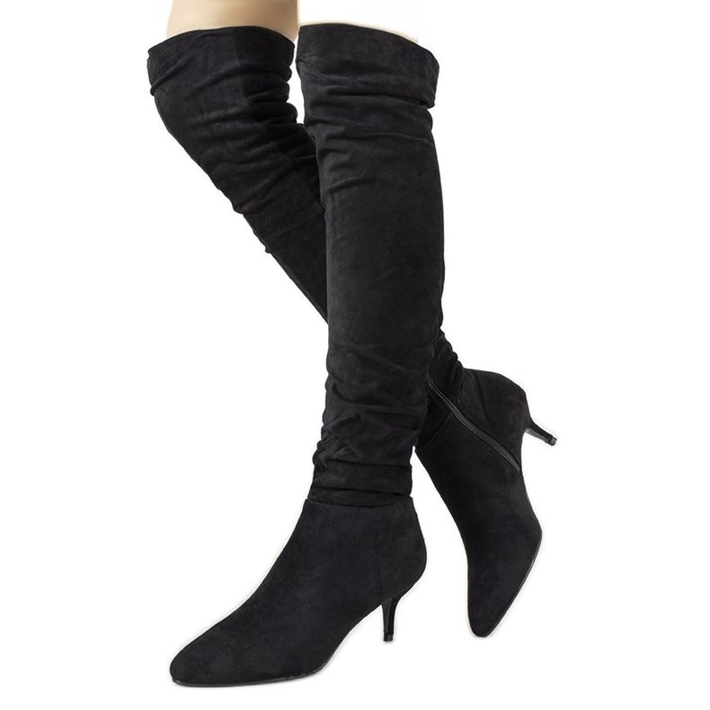 Black thigh-high boots from Delia