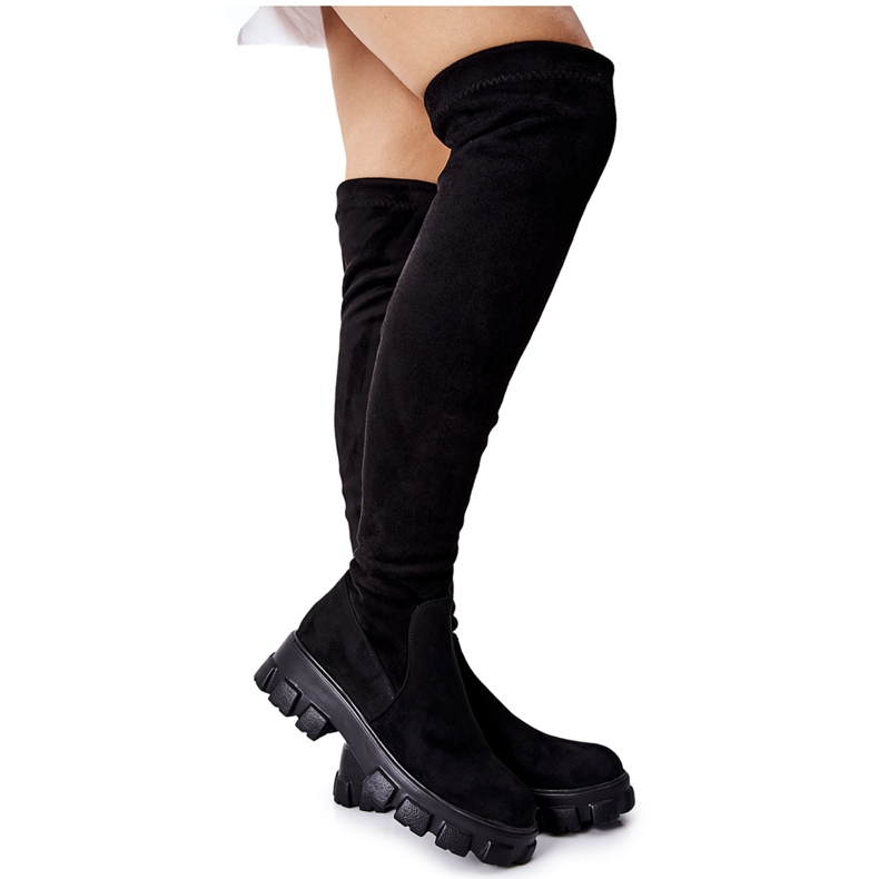 PW2 Suede Over The Knee Boots On Black Creen Zipper